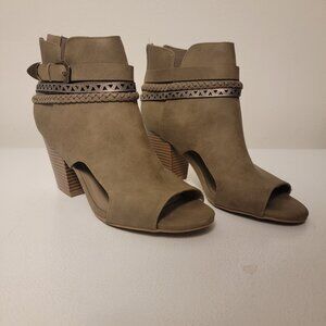 Maurices Sabrina Open Toe Ankle Boot Women's Size 9M Neutral Brown